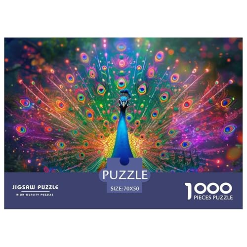 Pfauen Puzzle 1000-teilige Schwer Puzzle Spielzeug Lernspiel Impossible Herausforderung Spielzeug Für Erwachsene Kinder 70x50cm/1000pcs von NGGADIWEG