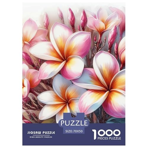 Pink Plumeria Blumen Puzzles 1000 Teile Schwer Puzzle Spielzeug Lernspiel Impossible Herausforderungsspielzeug Für Erwachsene Und Kinder Ab 14 Jahren 70x50cm/1000pcs von NGGADIWEG