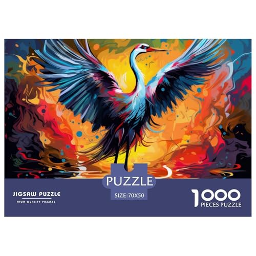 Rotgekrönter Kran Puzzle 1000 Teile Schwer Puzzle Spielzeug Lernspiel Impossible Herausforderung Spielzeug Für Erwachsene Kinder 70x50cm/1000pcs von NGGADIWEG