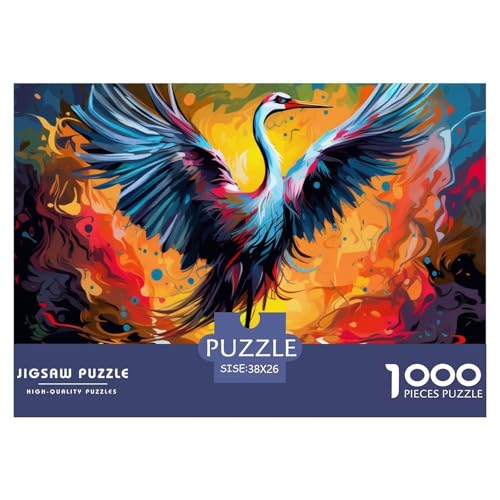 Rotgekrönter Kran Puzzles 1000 Teile Schwer Puzzle Spielzeug Pädagogisches Spiel Impossible Herausforderung Spielzeug Für Erwachsene Und Kinder Ab 12 Jahren 38x26cm/1000pcs von NGGADIWEG