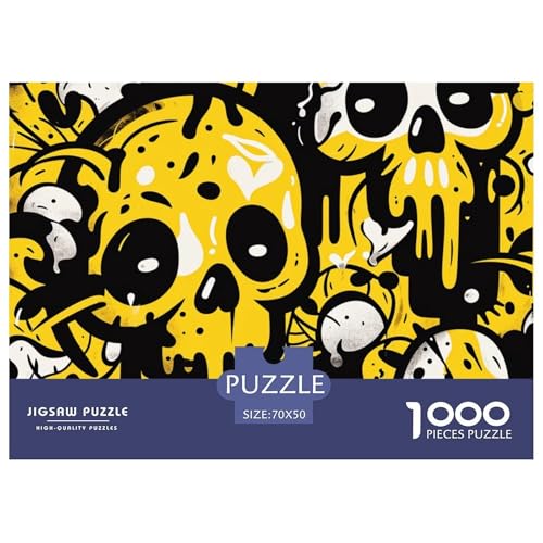 Schädel Puzzles 1000 Teile Schwer Puzzle Spielzeug Pädagogisches Spiel Impossible Herausforderungsspielzeug Für Erwachsene Und Kinder Ab 12 Jahren 70x50cm/1000pcs von NGGADIWEG