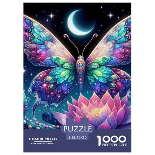 Schmetterling, Lotus, Mond und Sterne Puzzle 1000-teilige Schwer Puzzle Spielzeug Pädagogisches Spiel Impossible Herausforderung Spielzeug Für Erwachsene Und Kinder Ab 14 Jahren 70x50cm/1000pcs von NGGADIWEG