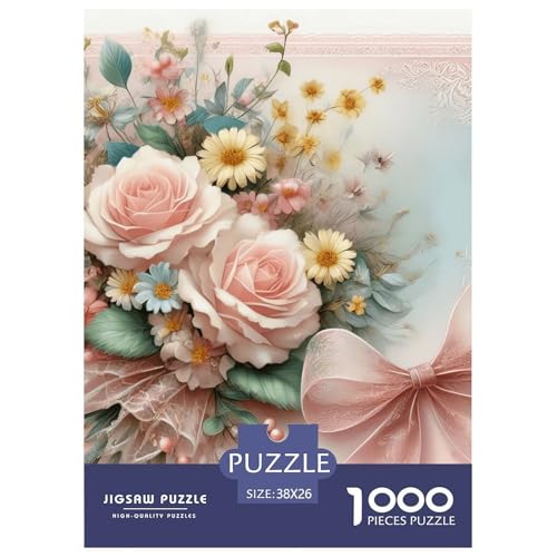 Schmetterling und rosa Blumen Puzzle 1000 Teile Schwer Puzzle Spielzeug Pädagogisches Spiel Impossible Herausforderungsspielzeug Für Erwachsene Kinder 38x26cm/1000pcs von NGGADIWEG
