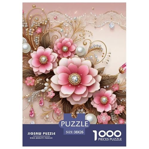 Schmetterling und rosa Blumen Puzzles 1000 Teile Schwer Puzzle Spielzeug Pädagogisches Spiel Impossible Herausforderung Spielzeug Für Erwachsene Und Kinder Ab 14 Jahren 38x26cm/1000pcs von NGGADIWEG