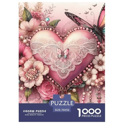 Schmetterling und rosa Blumen Puzzles 1000 Teile Schwer Puzzle Spielzeug Pädagogisches Spiel Impossible Herausforderung Spielzeug Für Erwachsene Und Kinder Ab 14 Jahren 70x50cm/1000pcs von NGGADIWEG
