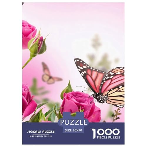 Schmetterlinge und Rosen Puzzles 1000 Teile Schwer Puzzle Spielzeug Lernspiel Impossible Herausforderungsspielzeug Für Erwachsene Kinder 70x50cm/1000pcs von NGGADIWEG