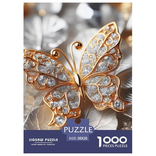 Schmetterlingsförmige Schmuckstücke Puzzles 1000 Teile Schwer Puzzle Spielzeug Pädagogisches Spiel Impossible Herausforderungsspielzeug Für Erwachsene Kinder 38x26cm/1000pcs von NGGADIWEG