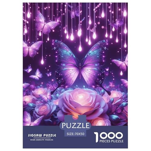 Schöne Violette Schmetterlingsblume Puzzle 1000 Teile Schwer Puzzle Spielzeug Pädagogisches Spiel Impossible Herausforderung Spielzeug Für Erwachsene Kinder 70x50cm/1000pcs von NGGADIWEG