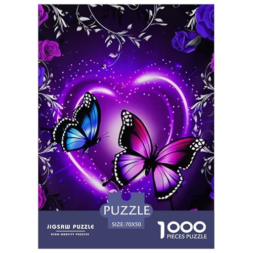 Schöne Violette Schmetterlingsblume Puzzles 1000-teilige Schwer Puzzle Spielzeug Lernspiel Impossible Herausforderungsspielzeug Für Erwachsene Und Kinder in Bewährter 70x50cm/1000pcs von NGGADIWEG