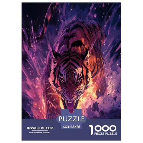 Tiger Puzzle 1000-teilige Schwer Puzzle Spielzeug Pädagogisches Spiel Impossible Herausforderungsspielzeug Für Erwachsene Kinder 38x26cm/1000pcs von NGGADIWEG