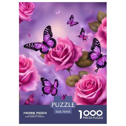Vintage Blumen and Butterfly Puzzles 1000 Teile Schwer Puzzle Spielzeug Pädagogisches Spiel Impossible Herausforderungsspielzeug Für Erwachsene Und Kinder Ab 12 Jahren 70x50cm/1000pcs von NGGADIWEG