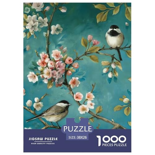 Vögel Zweige Blumen Puzzle 1000 Teile Schwer Puzzle Spielzeug Pädagogisches Spiel Impossible Herausforderung Spielzeug Für Erwachsene Kinder 38x26cm/1000pcs von NGGADIWEG