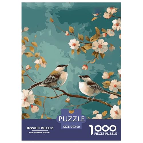 Vögel Zweige Blumen Puzzle 1000 Teile Schwer Puzzle Spielzeug Pädagogisches Spiel Impossible Herausforderung Spielzeug Für Erwachsene Kinder 70x50cm/1000pcs von NGGADIWEG