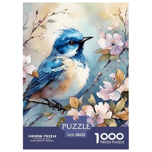 Vögel Zweige Blumen Puzzle 1000-teilige Schwer Puzzle Spielzeug Pädagogisches Spiel Impossible Herausforderung Spielzeug Für Erwachsene Kinder 38x26cm/1000pcs von NGGADIWEG