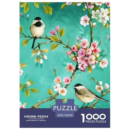 Vögel Zweige Blumen Puzzles 1000 Teile Schwer Puzzle Spielzeug Pädagogisches Spiel Impossible Herausforderung Spielzeug Für Erwachsene Und Kinder Ab 14 Jahren 70x50cm/1000pcs von NGGADIWEG