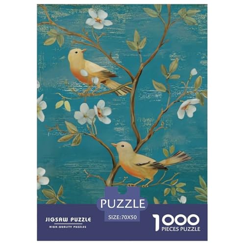 Vögel Zweige Blumen Puzzles 1000 Teile Schwer Puzzle Spielzeug Pädagogisches Spiel Impossible Herausforderungsspielzeug Für Erwachsene Kinder 70x50cm/1000pcs von NGGADIWEG