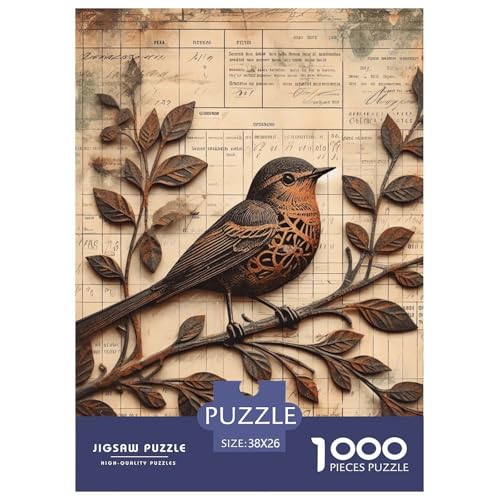 Vogelzweigblume Puzzles 1000 Teile Schwer Puzzle Spielzeug Pädagogisches Spiel Impossible Herausforderungsspielzeug Für Erwachsene Kinder 38x26cm/1000pcs von NGGADIWEG