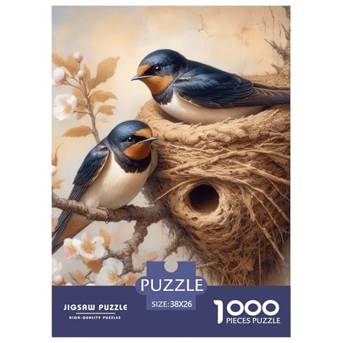 Vogelzweigblume Puzzles 1000-teilige Schwer Puzzle Spielzeug Lernspiel Impossible Herausforderungsspielzeug Für Erwachsene Kinder 38x26cm/1000pcs von NGGADIWEG