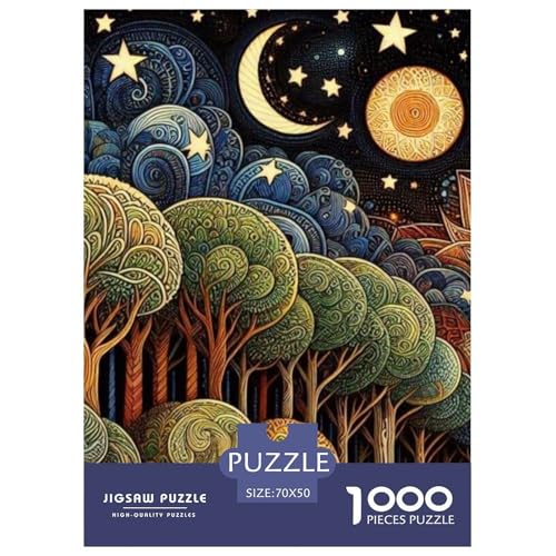 Wald unter dem Sternenhimmel Puzzles 1000 Teile Schwer Puzzle Spielzeug Lernspiel Impossible Herausforderung Spielzeug Für Erwachsene Und Kinder Ab 12 Jahren 70x50cm/1000pcs von NGGADIWEG