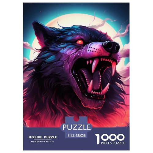 Wolf Puzzles 1000 Teile Schwer Puzzle Spielzeug Pädagogisches Spiel Impossible Herausforderungsspielzeug Für Erwachsene Kinder 38x26cm/1000pcs von NGGADIWEG