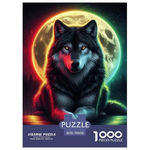 Wolf Puzzles 1000-teilige Schwer Puzzle Spielzeug Lernspiel Impossible Herausforderungsspielzeug Für Erwachsene Kinder 70x50cm/1000pcs von NGGADIWEG