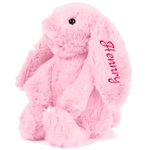 NGTSFLY Personalisiert Kuscheltier Hase mit Name 31-41cm Plüschhase Kuschelhase Baby Personalisierte Geschenke für Mädchen und Jungen (Süßes Plüschkaninchen) von NGTSFLY