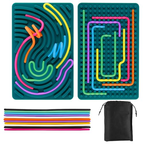 Sensorisches Aktivitätsbrett mit 25 Silikonschnüre, beruhigendes Fidget für Stress-Angstlinderung, sensorisches Fidget-Board mit Aufbewahrungstasche, Motorikentwicklung, ADHS, Autismus, Lerntafeln Sensorisches Aktivitätsbrett mit 25 Silikonschnüre, beruhigendes Fidget für Stress-Angstlinderung, sensorisches Fidget-Board mit Aufbewahrungstasche, Motorikentwicklung, ADHS, Autismus, Lerntafeln von NGUIT