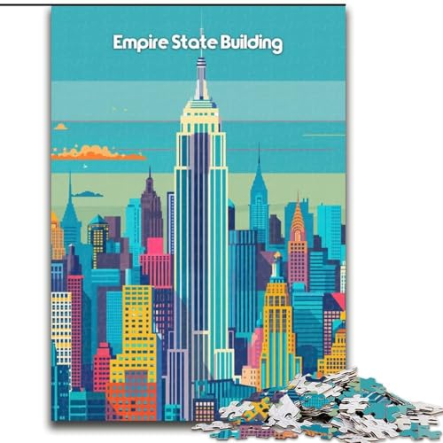 1000-teiliges Puzzle für Erwachsene und Jugendliche, Empire State Building, anspruchsvolles Spiel und Familienspiel, Wichtelgeschenke (50x75cm), 1000 Teile von NGZITNFXL