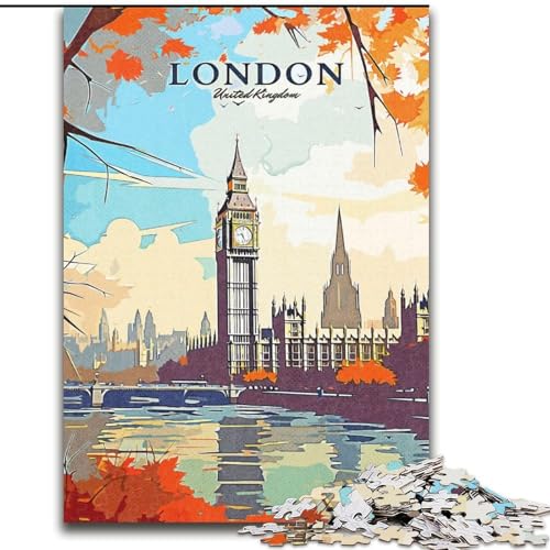 1000-teiliges Puzzle für Erwachsene und Jugendliche, London, Big Ben, Reise, anspruchsvolles Spiel und Familienspiel, Wichtelgeschenke (50x75cm), 1000 Teile von NGZITNFXL