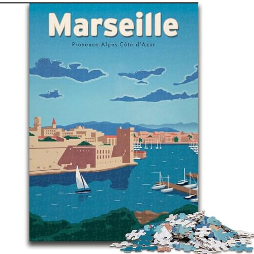 1000-teiliges Puzzle für Erwachsene und Jugendliche, Marseille, Stressabbau, Staycation, Zeit totschlagen, perfekte Dekoration für Kinder ab 14 Jahren (50x75cm), 1000 Teile von NGZITNFXL