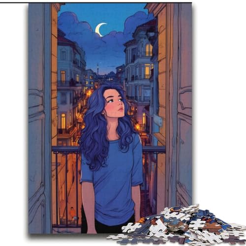 1000-teiliges Puzzle für Erwachsene und Jugendliche, Nachtansicht vom Balkon, Stressabbau, Urlaub zu Hause, Zeit totschlagen, perfekte Dekoration für Kinder ab 14 Jahren (38x52cm), 1000 Teile von NGZITNFXL