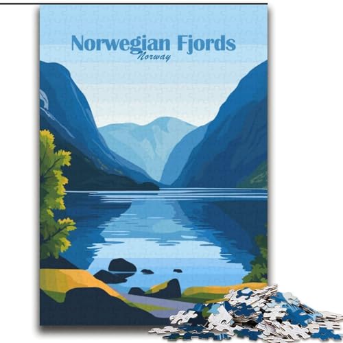 1000-teiliges Puzzle für Erwachsene und Jugendliche, Norwegische Fjorde, Poster, Familienspiel, Stressabbau, schwierige Herausforderung, Wichtelgeschenke (38x52cm), 1000 Stück von NGZITNFXL