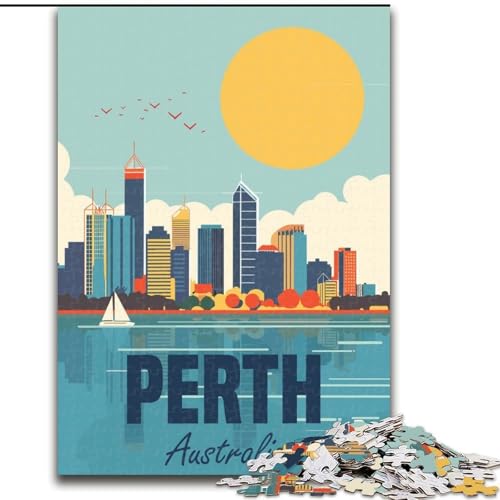 1000-teiliges Puzzle für Erwachsene und Jugendliche, Perth, Australien, Stressabbau, schwierige Herausforderung mit passendem Poster und Quizblatt (50x75cm), 1000 Teile von NGZITNFXL