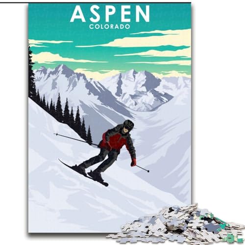 1000-teiliges Puzzle für Erwachsene und Jugendliche, Skigebiet Aspen, Colorado Anspruchsvolles Spiel und Familienspiel, Wichtelgeschenke (50x75cm), 1000 Teile von NGZITNFXL