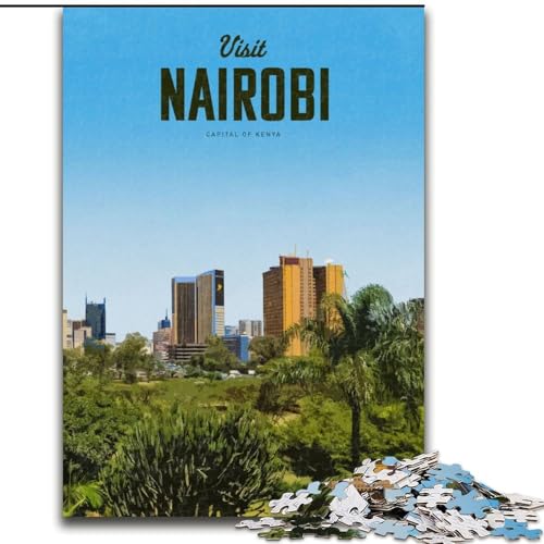 1000-teiliges Puzzle für Erwachsene und Jugendliche Besuchen Sie Nairobi Helfen Sie dem Gehirn,süchtig machendes Spielzeug zu trainieren,um Geduld zu fördern Perfekte Dekoration (50x75cm),1000 Teile von NGZITNFXL