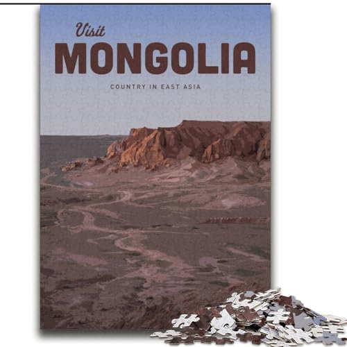 1000-teiliges Puzzle für Erwachsene und Jugendliche Besuchen Sie die Mongolei Stressabbau, Urlaub zu Hause, Zeit totschlagen Perfekte Dekoration für Kinder ab 14 Jahren (38x52cm), 1000 Teile von NGZITNFXL