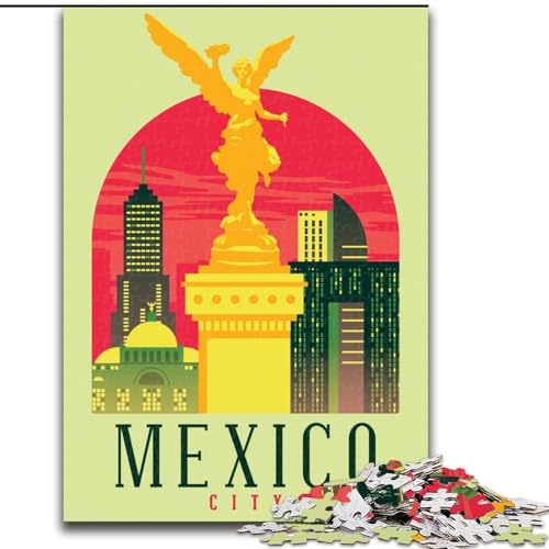 1000-teiliges Puzzle für Teenager, Geschenke, Mexiko-Stadt, anspruchsvolles Spiel und Familienspiel, EIN Kunstwerk für 14-Jährige (38x26cm), 1000 Teile von NGZITNFXL
