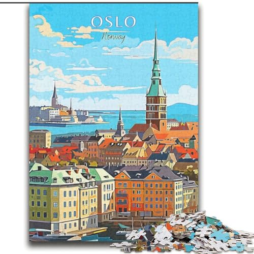 1000-teiliges Puzzle für Teenager, Geschenke, Norwegen, Oslo, Reise, anspruchsvolles Spiel und Familienspiel, EIN Kunstwerk für 14-Jährige (38x52cm), 1000 Teile von NGZITNFXL
