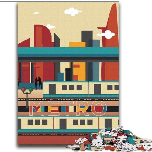 1000-teiliges Puzzle für Teenager, Metro-Stadtbild, Lernspiele, Lernspiel für Geburtstag, Weihnachten für und ab 14 Jahren (38x52cm), 1000 Teile von NGZITNFXL