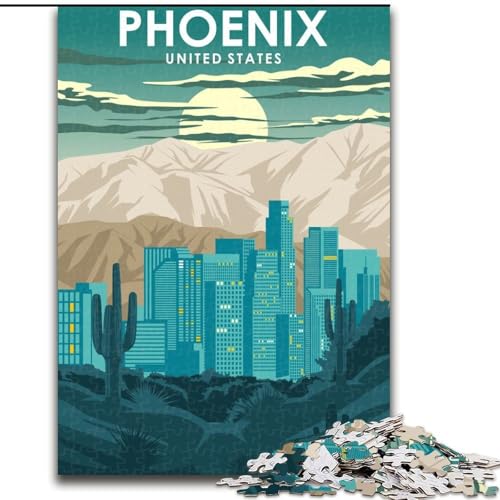 1000-teiliges Puzzle für Teenager, Phoenix, Arizona, Reise-Lernspiele, Heimdekoration, Lernspiel für Geburtstag, Weihnachten (38x26cm), 1000 Teile von NGZITNFXL