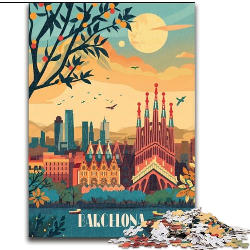Puzzle 1000 Teile für Erwachsene, Barcelona Dreamscape, geeignet für Personen ab 14 Jahren, Lernspiel, Herausforderung, Spielzeug, Geschenk zum Geburtstag (50x75cm), 1000 Stück von NGZITNFXL