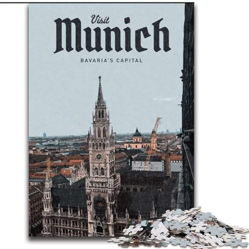 Puzzle 1000 Teile für Erwachsene, Besuchen Sie München, Anspruchsvoll zu vervollständigen, Aber lustig und humorvoll, einzigartige Heimdekoration und Geschenke (50x75cm), 1000 Teile von NGZITNFXL