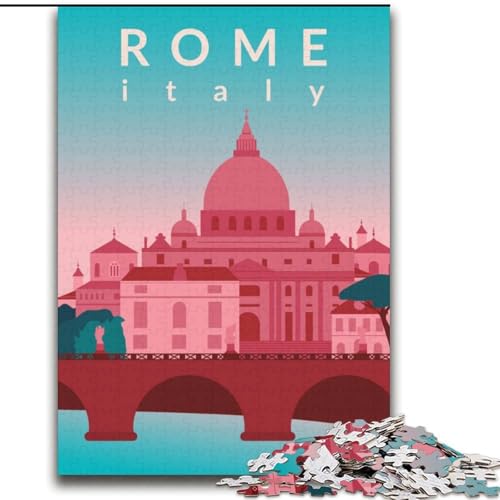 Puzzle 1000 Teile für Erwachsene, Rom, geeignet für Personen ab 14 Jahren, Lernspiel, Herausforderung, Spielzeug, Geschenk zum Geburtstag (38x52cm), 1000 Stück von NGZITNFXL
