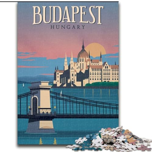 Puzzle 1000 Teile für Teenager, Budapest, zum Dekomprimieren, intellektuelles Lernspielzeug, Wichtelgeschenke (38x26cm), 1000 Stück von NGZITNFXL