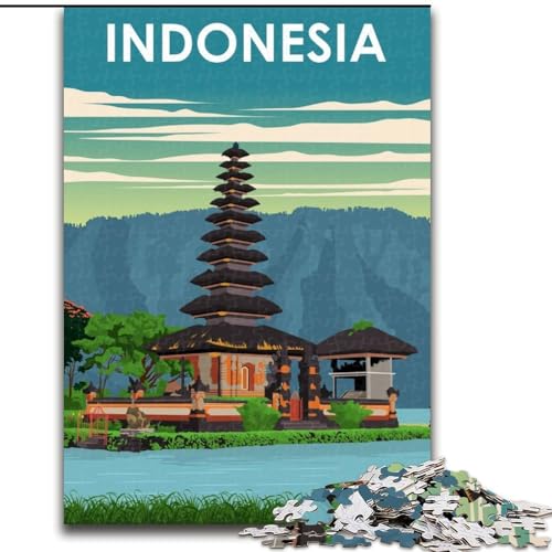 Puzzle 1000 Teile für Teenager, Indonesien-Reiseposter, schwierige Geschenke für Freunde und Familie, geeignet für Kinder ab 14 Jahren (50x75cm), 1000 Stück von NGZITNFXL