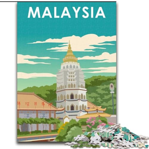 Puzzle 1000 Teile für Teenager, Malaysia-Reiseposter, schwierige Geschenke für Freunde und Familie, geeignet für Kinder ab 14 Jahren (50x75cm), 1000 Stück von NGZITNFXL