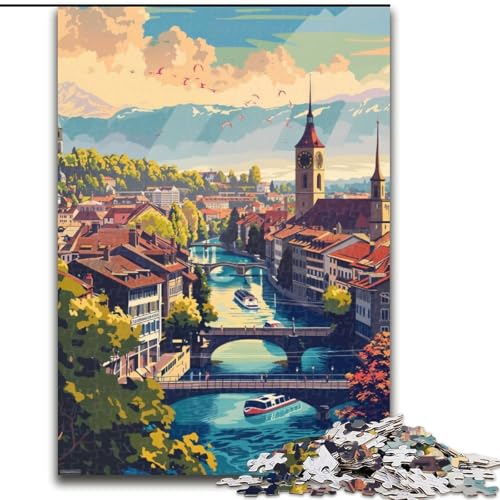 Puzzle für Erwachsene, 1000 Teile, Berner Stadtbild in der Schweiz, Lernspielzeug, Familienspiele, Lernspiel für Geburtstag, Weihnachten (50x75cm), 1000 Teile von NGZITNFXL