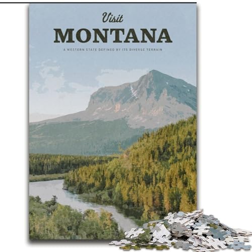 Puzzle für Erwachsene, 1000 Teile, Besuchen Sie Montana, Lernspielzeug, Familienspiele, Lernspiel für Geburtstag, Weihnachten (50x75cm), 1000 Teile von NGZITNFXL