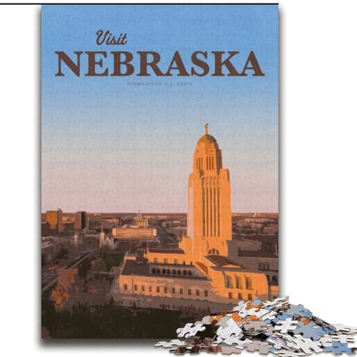 Puzzle für Erwachsene, 1000 Teile, Besuchen Sie Nebraska, anspruchsvolles Spiel und Familienspiel mit vollständig ineinandergreifenden, zufällig geformten Teilen (38x52cm), 1000 Teile von NGZITNFXL