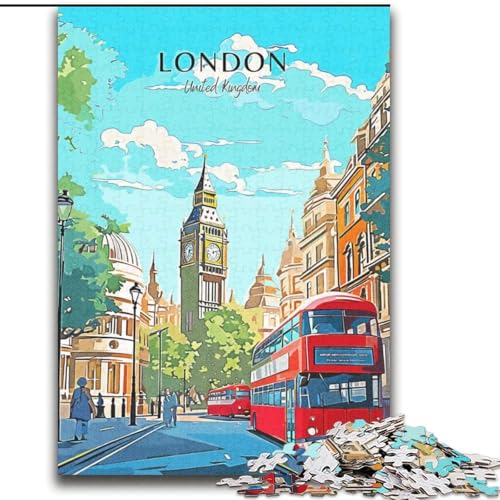 Puzzle für Erwachsene, 1000 Teile, Big Ben, London, Reise, anspruchsvolles Spiel und Familienspiel mit vollständig ineinandergreifenden, zufällig geformten Teilen (38x52cm), 1000 Teile von NGZITNFXL